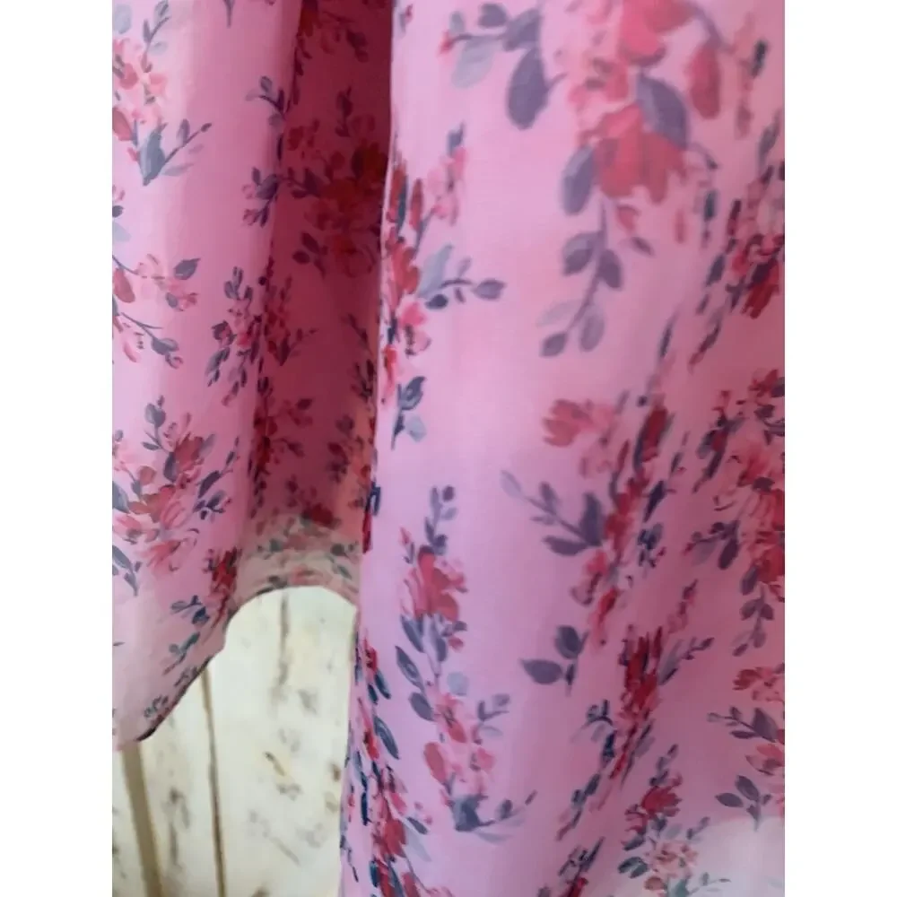 Endless Rose Floral Puff Pink Barbie Baby Doll Mini Dress Balloon Sleeves Size S
